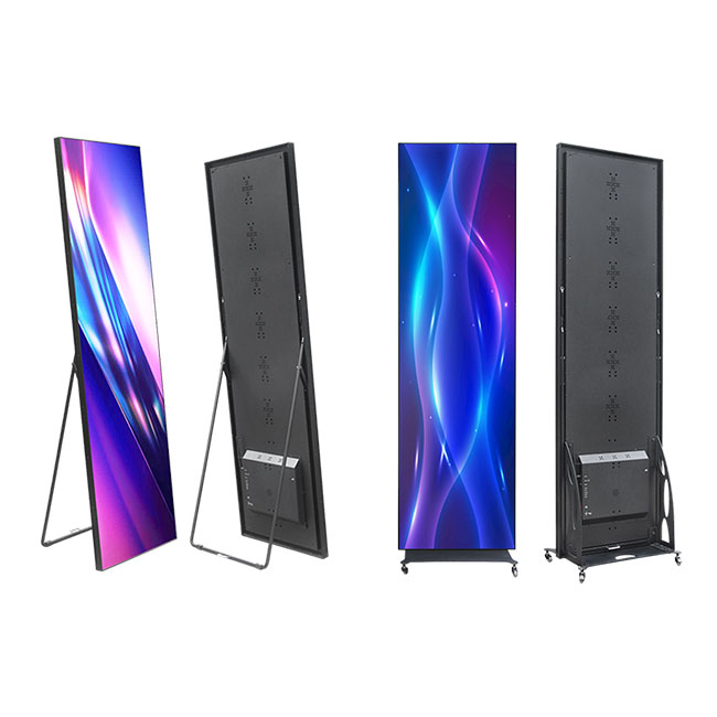 Intelligent LED Poster Screen PS Series Floor Stand Sign Mobile Indoor Slim HD Multi Mirror Window P2.5 LED Poster Display Screen Panels for Advertising