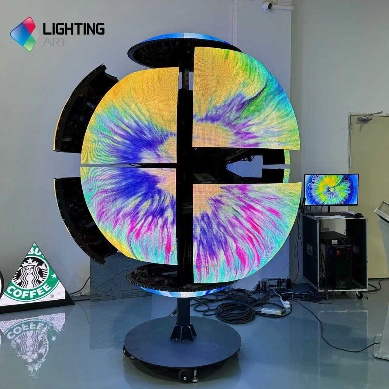 Mechanical telescopic ball Creative led display Kinetic LED sphere screen